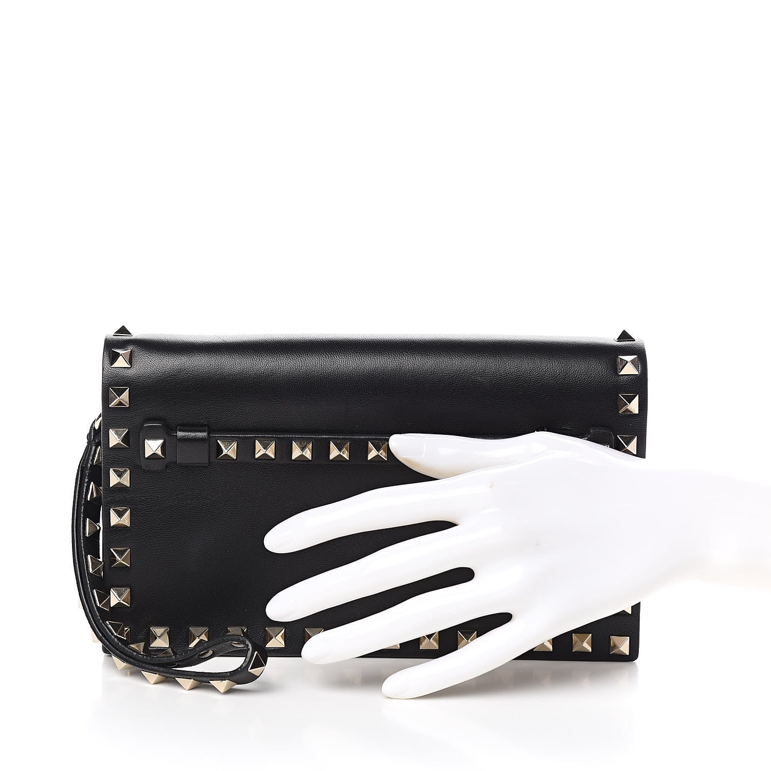 Valentino Garavani Nappa Small Rockstud Wristlet Clutch Black 2 of 7