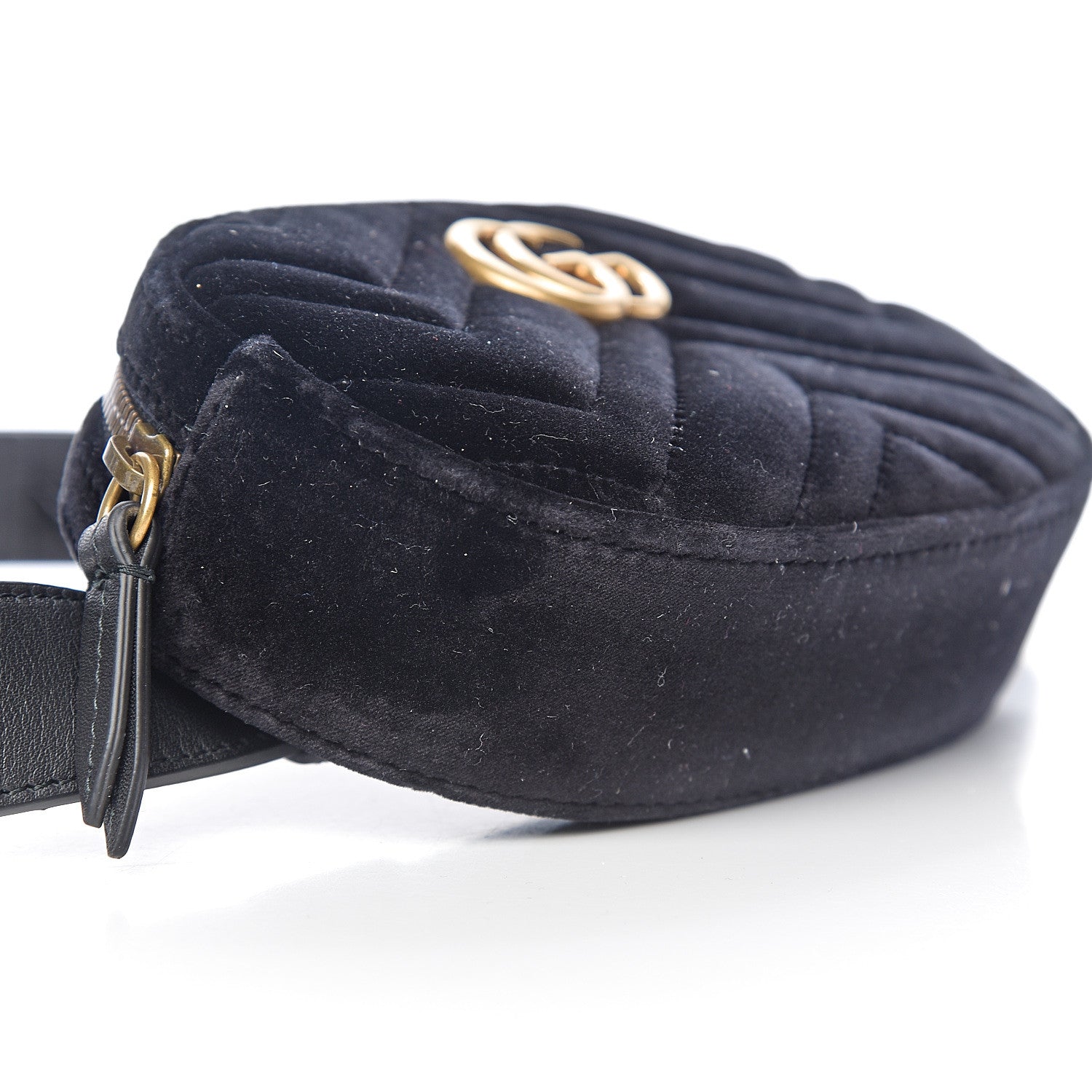 Gucci Velvet Matelasse GG Marmont Belt Bag 85 34 Black 8 of 9
