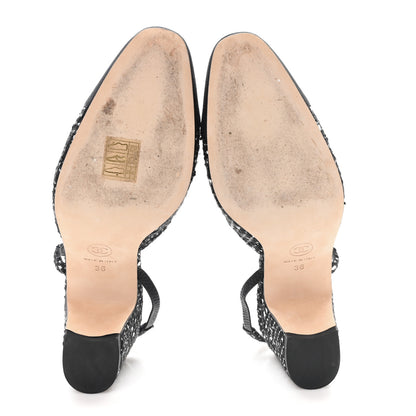 Chanel Tweed Polkadot Grosgrain Cap Toe CC Slingback Pumps 36 Black White Silver 6 of 9