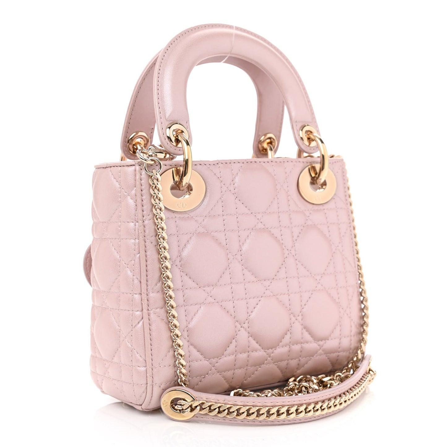 Metallic Lambskin Cannage Mini Lady Dior Lotus