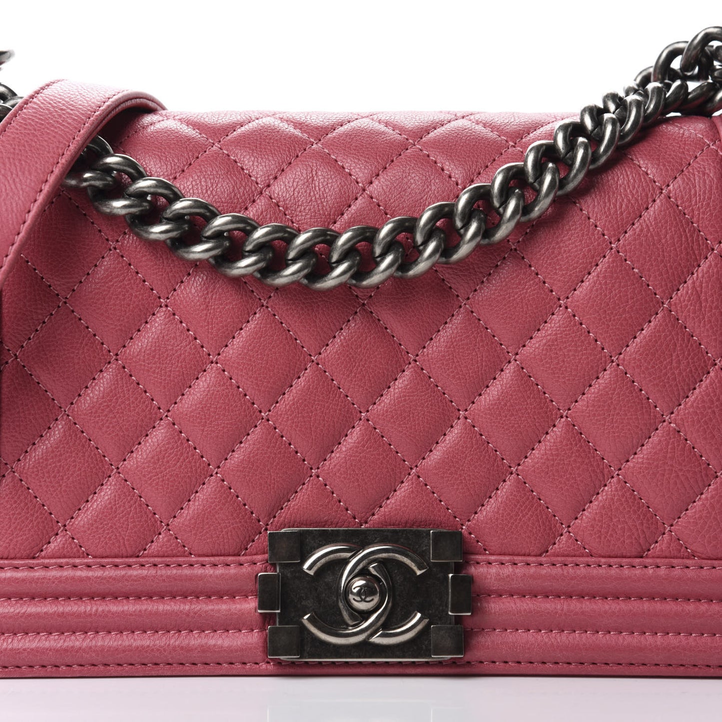 Calfskin Quilted Medium Boy Flap Pink