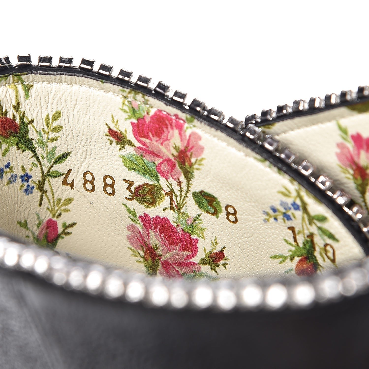 Gucci Calfskin Floral Crystal Embroidered Fosca Boots 38 Black 8 of 9