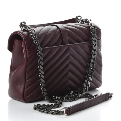 Saint Laurent Sheepskin Matelasse Chevron Monogram Medium College Bag Rouge Legion 3 of 10