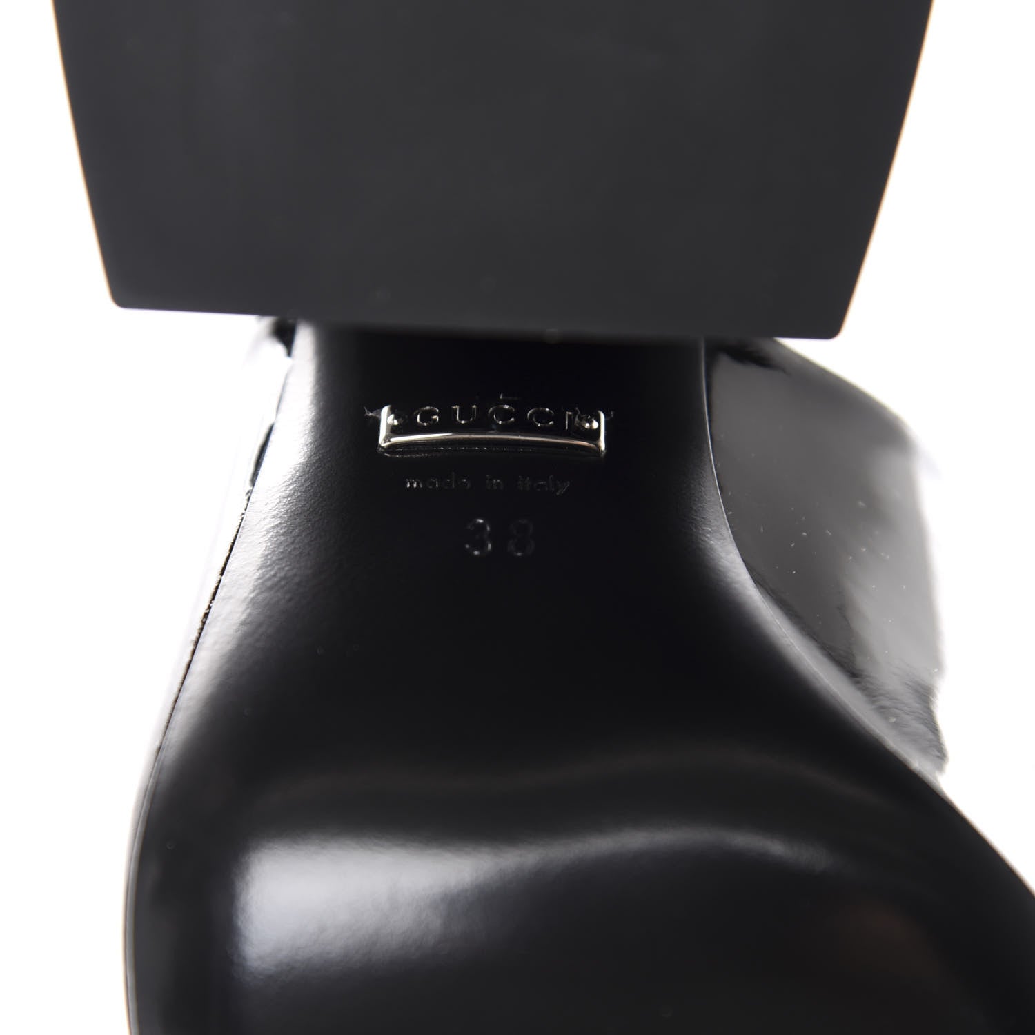 Gucci Patent Lexi Horsebit High-Heel Slide Sandals 38 Black 9 of 10