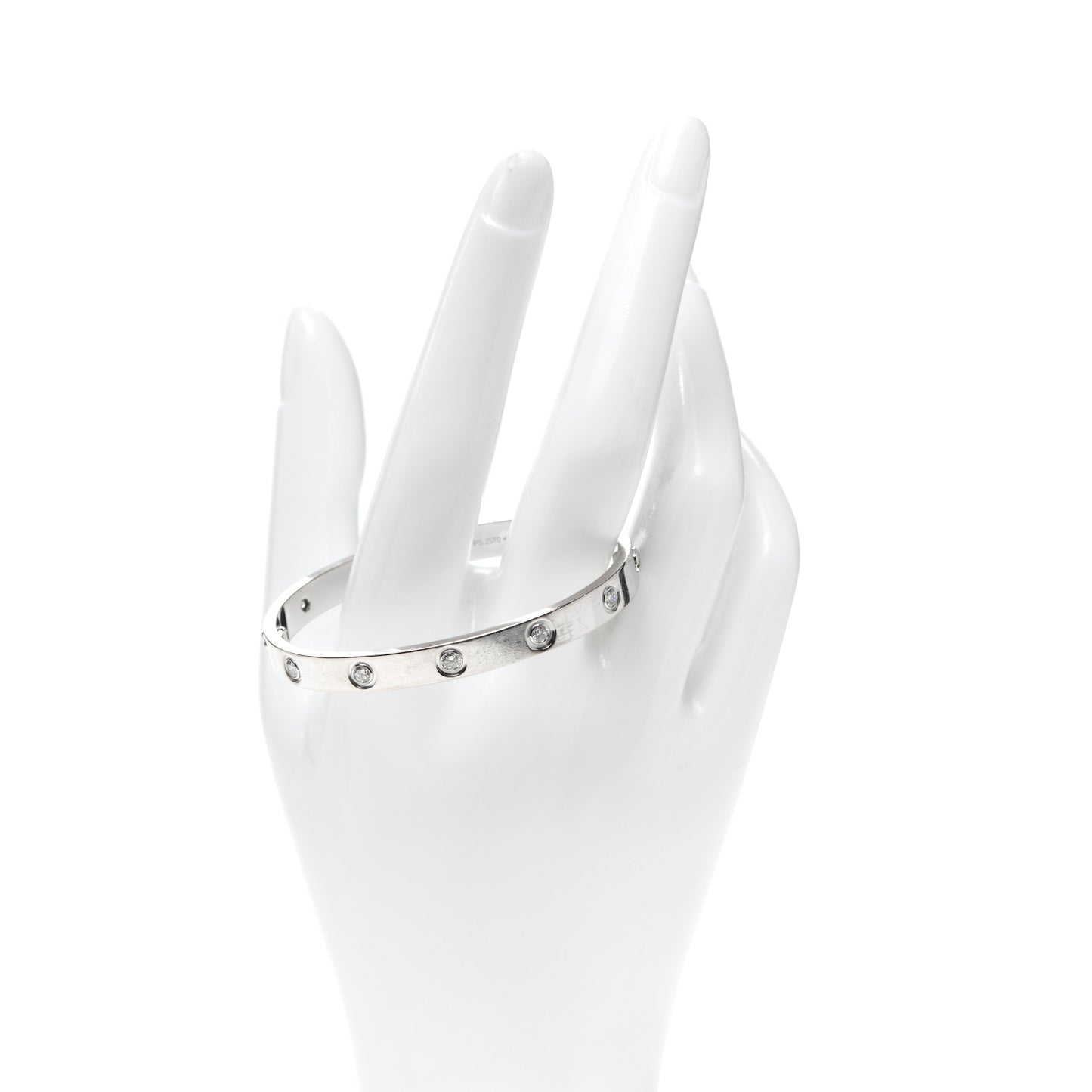 18K White Gold 10 Diamond LOVE Bracelet 16