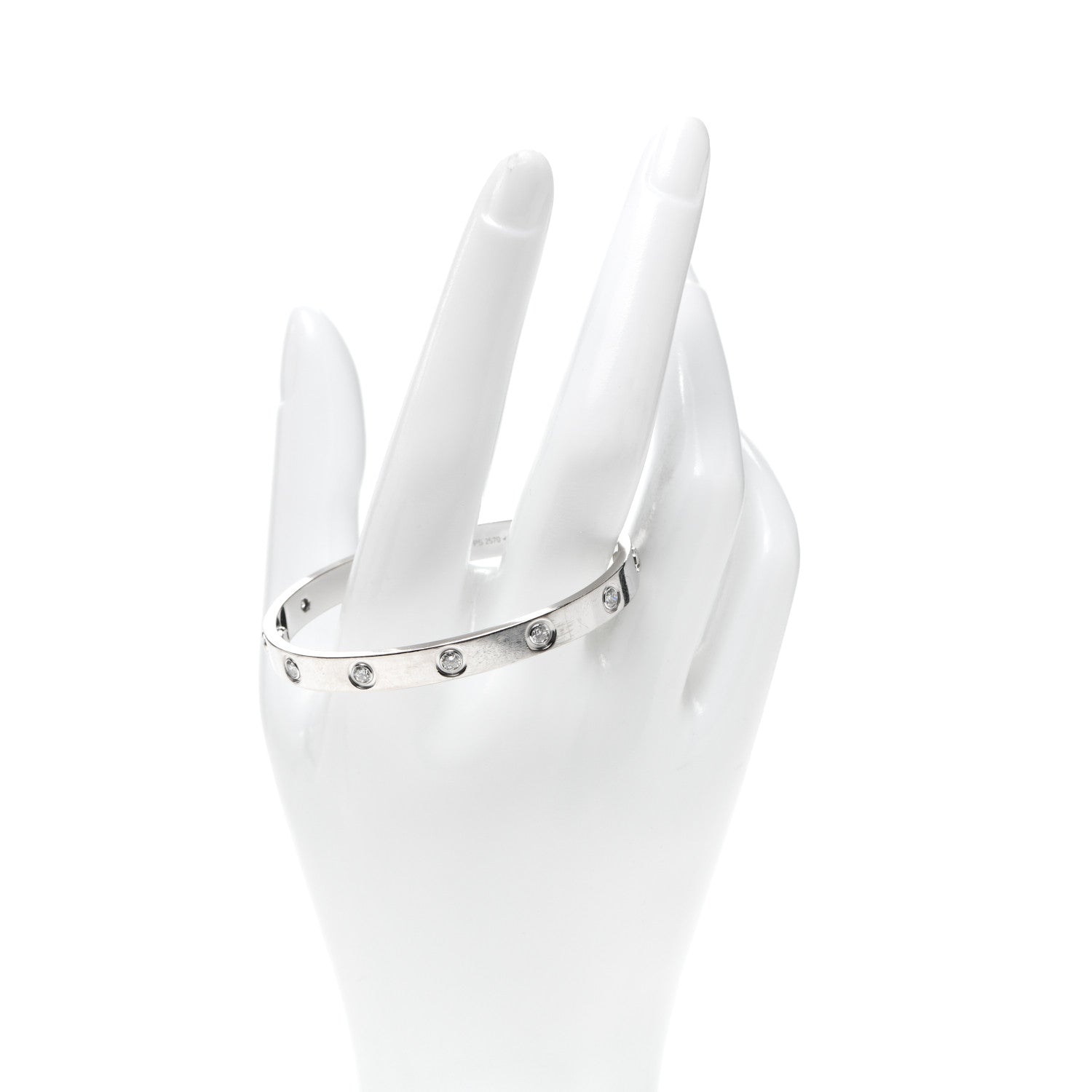 Cartier 18K White Gold 10 Diamond LOVE Bracelet 16 2 of 7