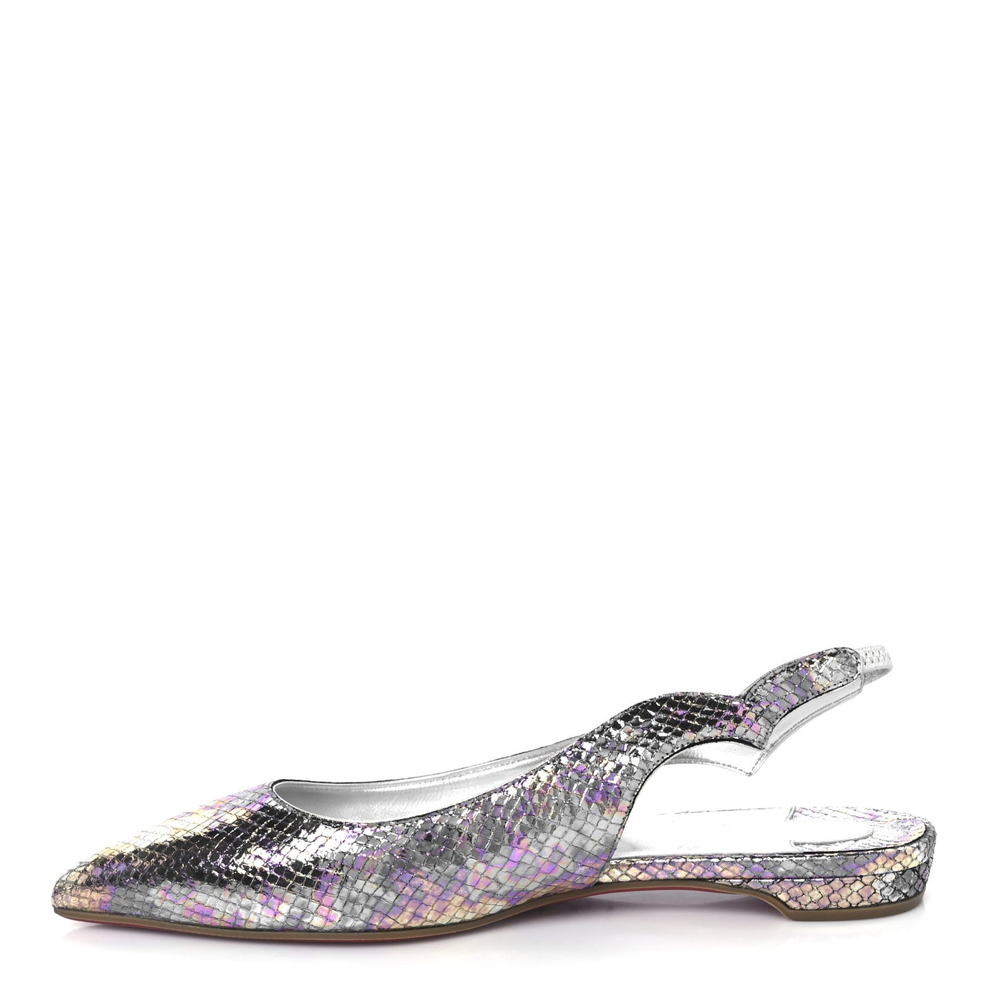Metallic Snakeskin Embossed Hot Chickita Slingback Flats 37.5 Multicolor