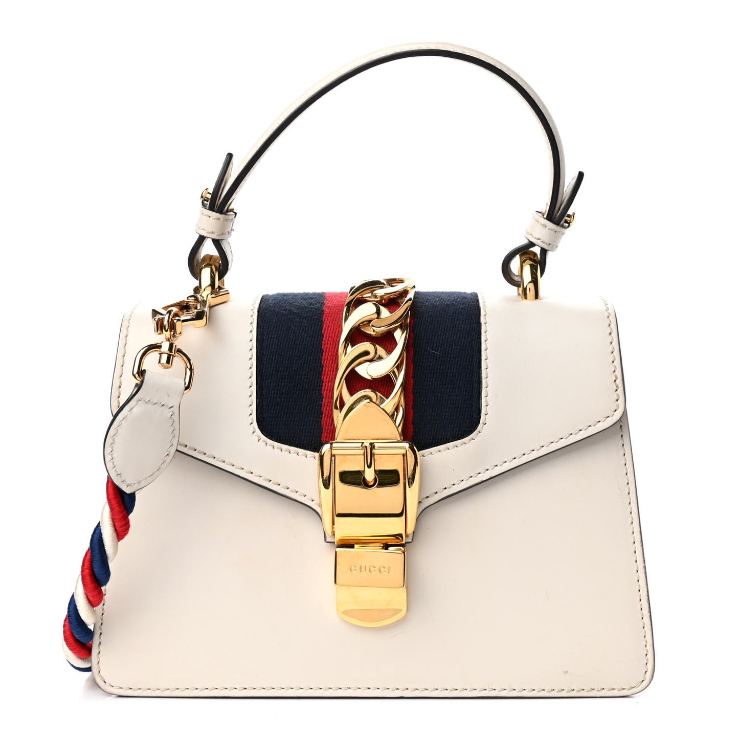 Calfskin Mini Sylvie Top Handle Bag White