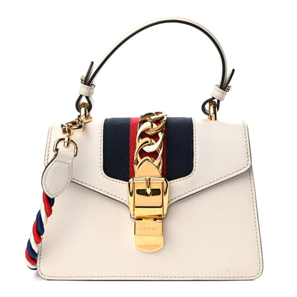 Gucci Calfskin Mini Sylvie Top Handle Bag White 1 of 4