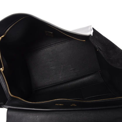 Celine Calfskin Crocodile Embossed Suede Large Trapeze Black 5 of 13