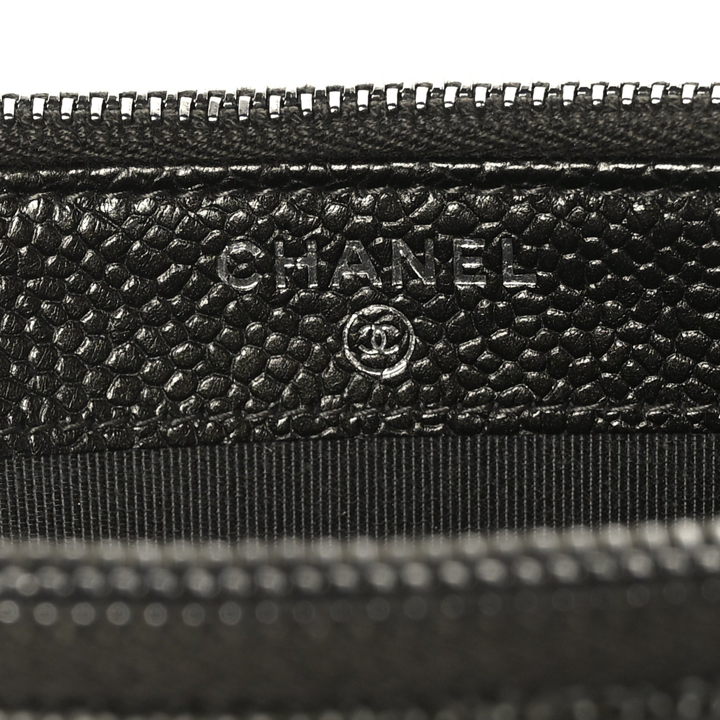 Metallic Caviar Quilted Small Clutch With Chain Dark Grey