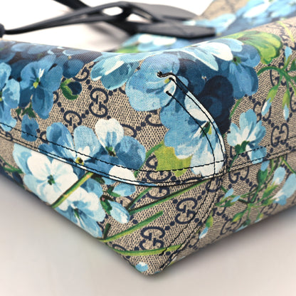 Gucci GG Supreme Monogram Blooms Small Reversible Tote Beige Blue Navy 9 of 10