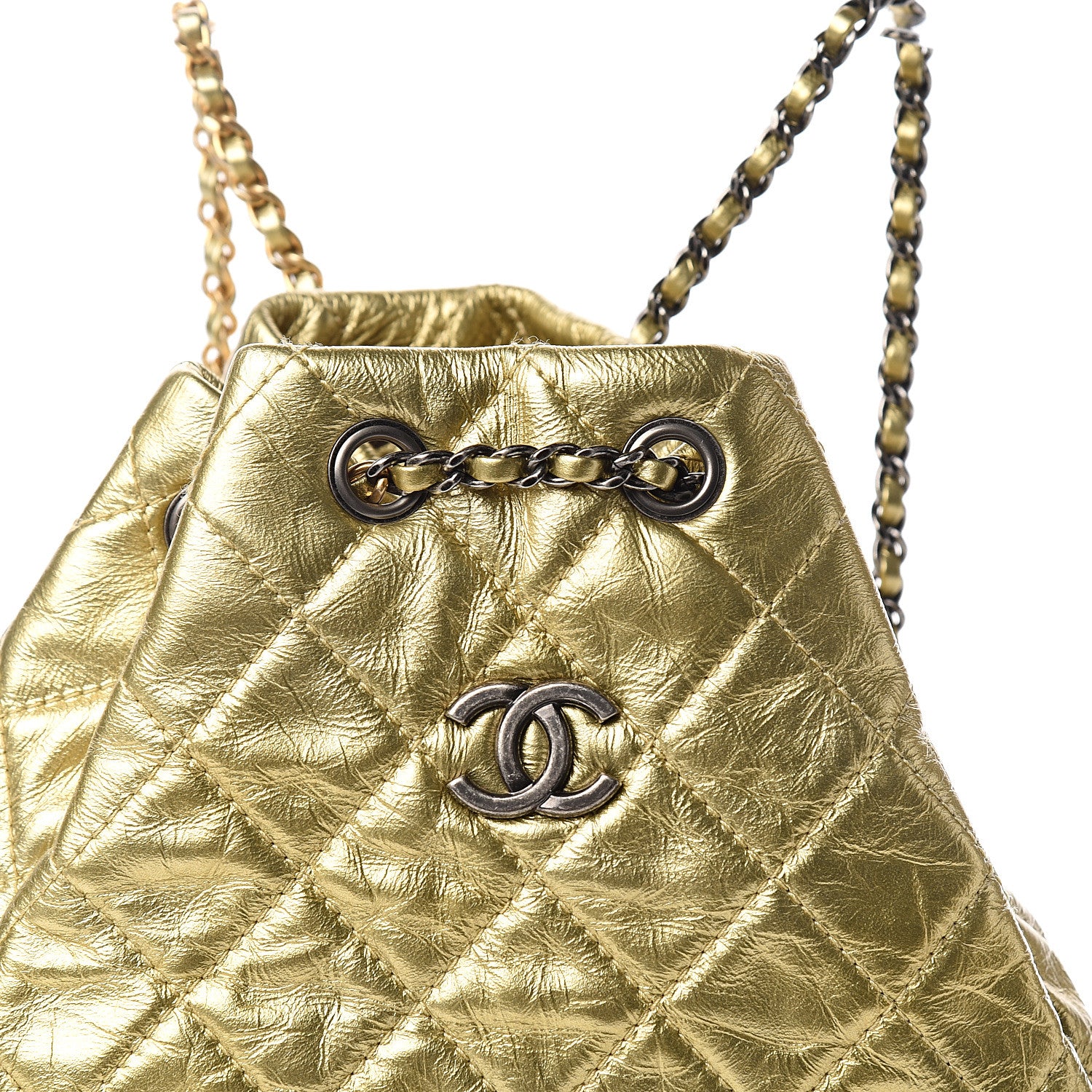 Chanel Metallic Lambskin Small Quilted Gabrielle Backpack Gold 9 of 9