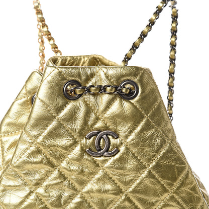 Chanel Metallic Lambskin Small Quilted Gabrielle Backpack Gold 9 of 9