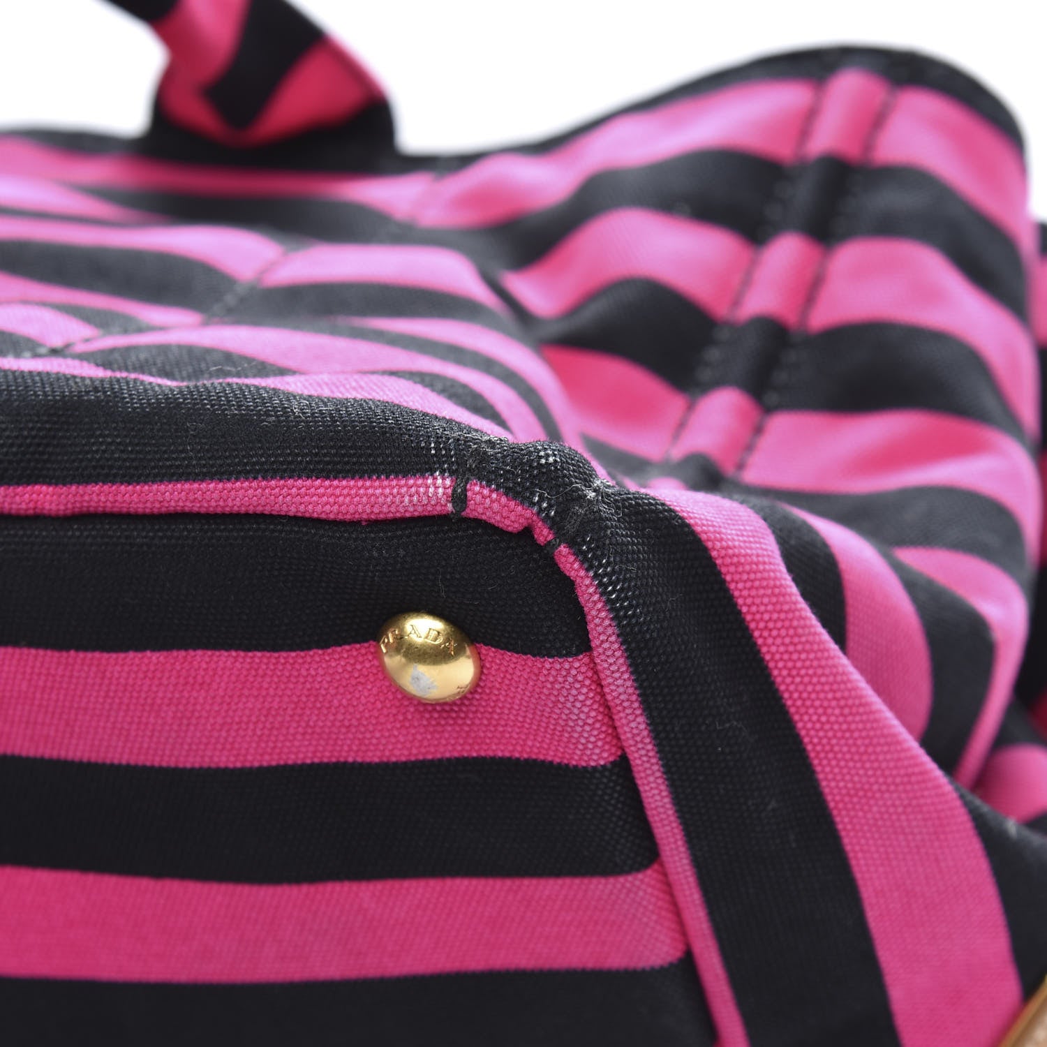 Prada Canapa Striped Tote Fuxia 9 of 15
