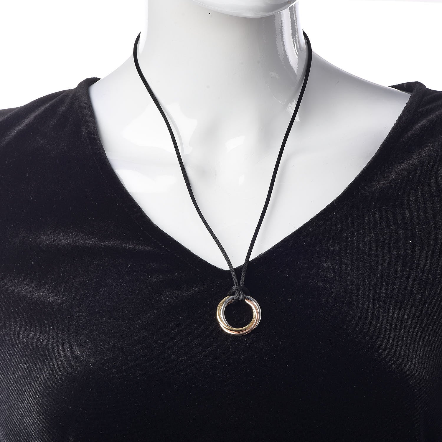 Cartier 18K Pink Yellow White Gold Trinity Cord Necklace 2 of 6