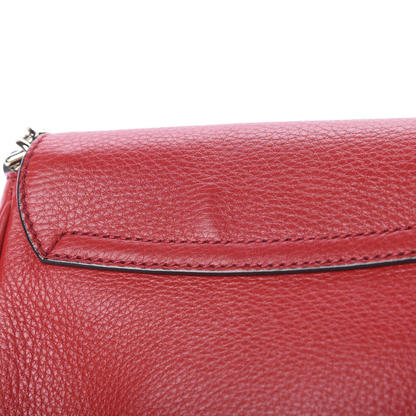 Pebbled Calfskin Small Soho Flap Crossbody Red