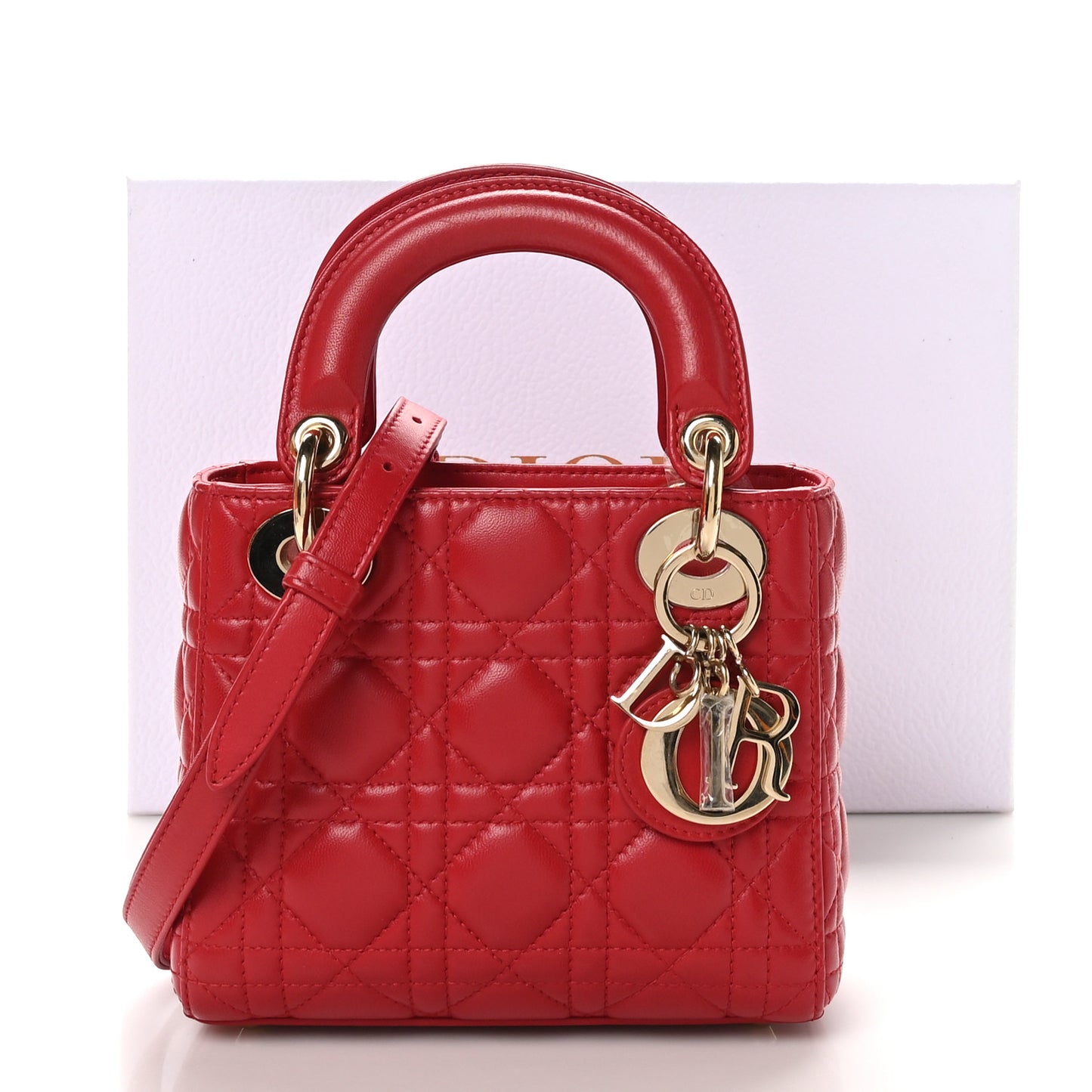 Lambskin Cannage Mini Lady Dior Red