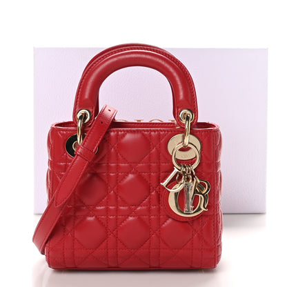 Christian Dior Lambskin Cannage Mini Lady Dior Red 11 of 11