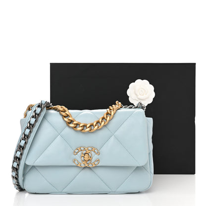 Chanel Lambskin Quilted Medium Chanel 19 Flap Light Blue 11 of 11