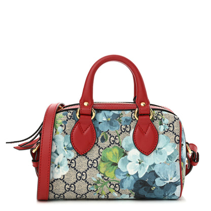 Gucci GG Supreme Monogram Blooms Mini Boston Navy Blue Hibiscus 1 of 13