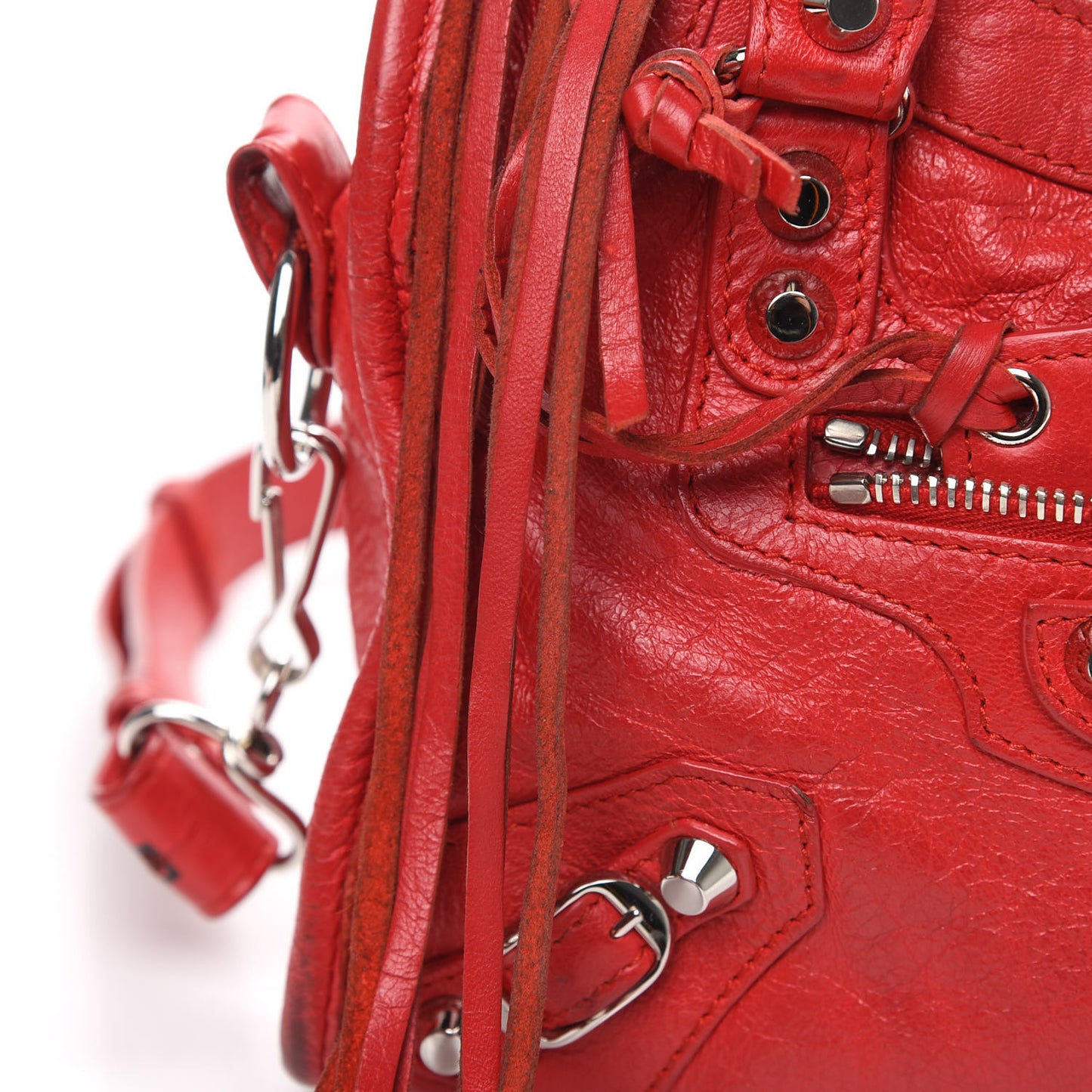 Agneau Classic Silver Hardware Mini City Logo Strap Rouge Cardinal Black