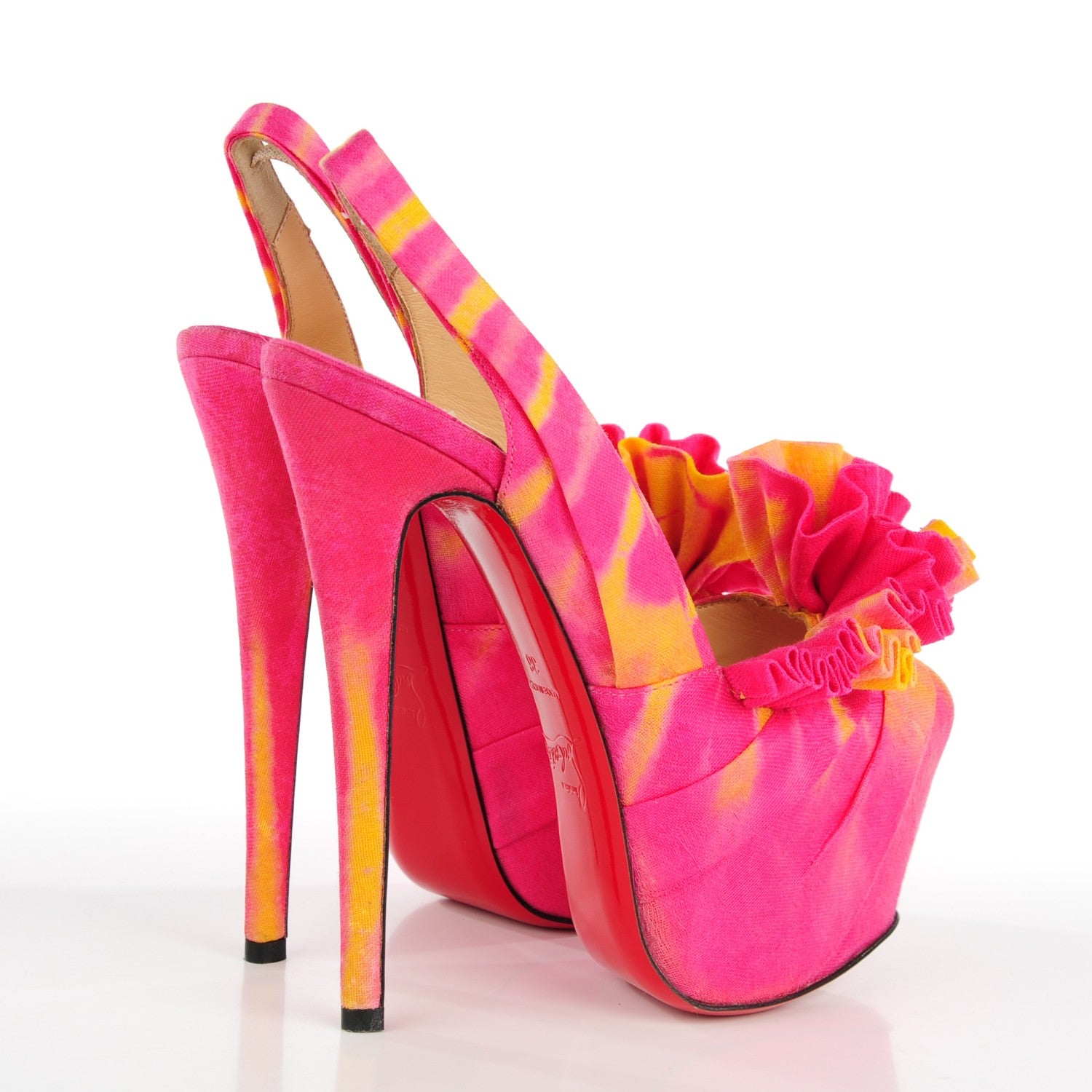 Christian Louboutin Bazin High BouBou 160 Pumps 36 Pink Yellow 4 of 7