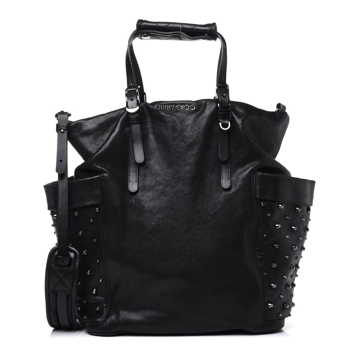 Lambskin Studded Blare Tote Black