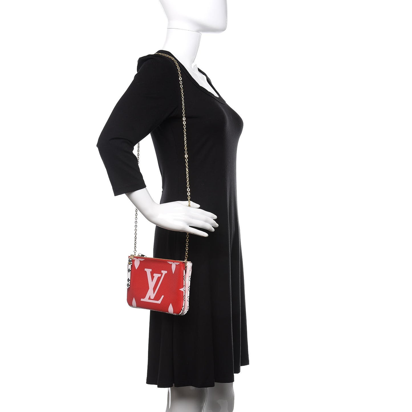 Monogram Giant Double Zip Pochette Rouge