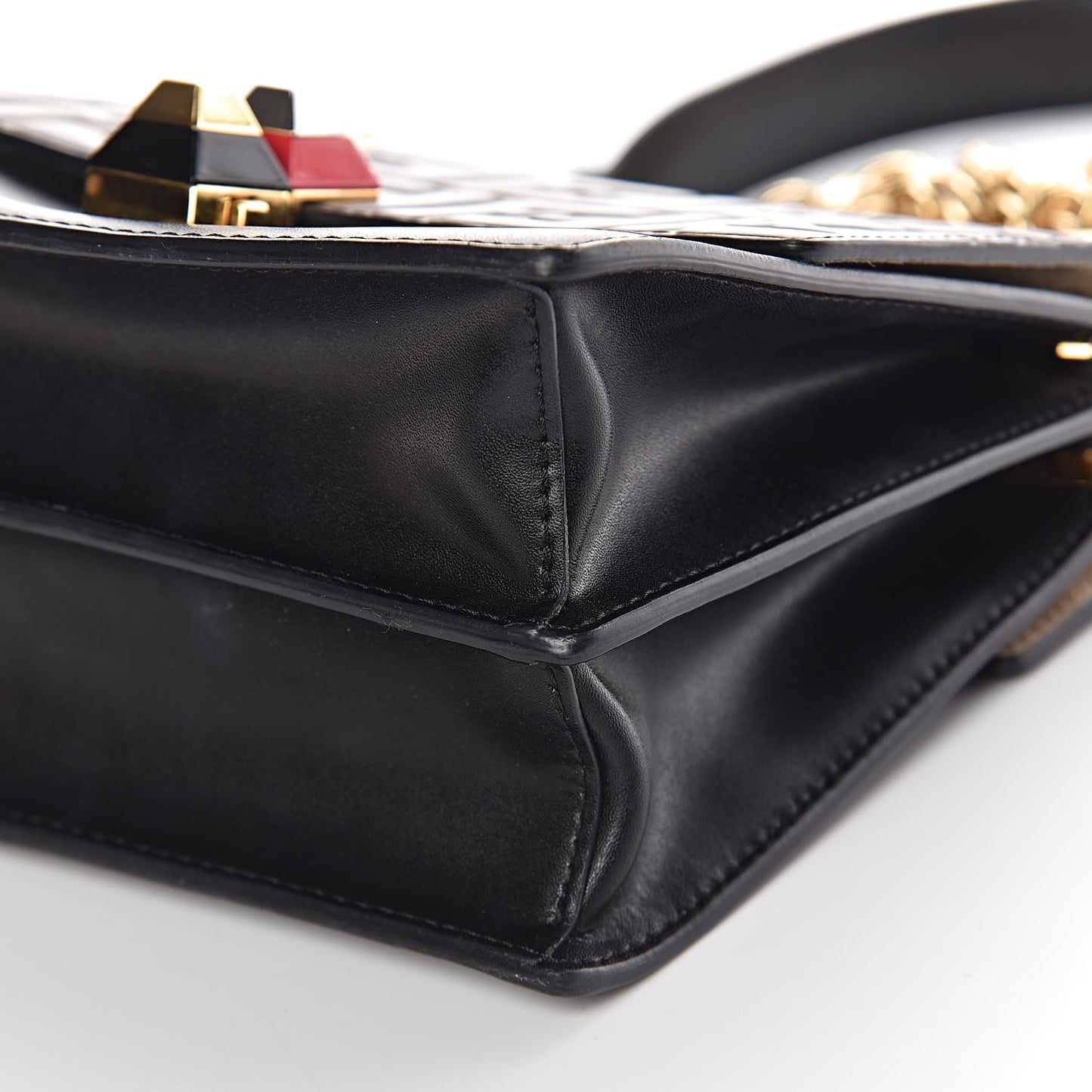 Vitello Liberty Bi-Color FF 1974 Embossed Small Kan I Shoulder Bag Black Maya