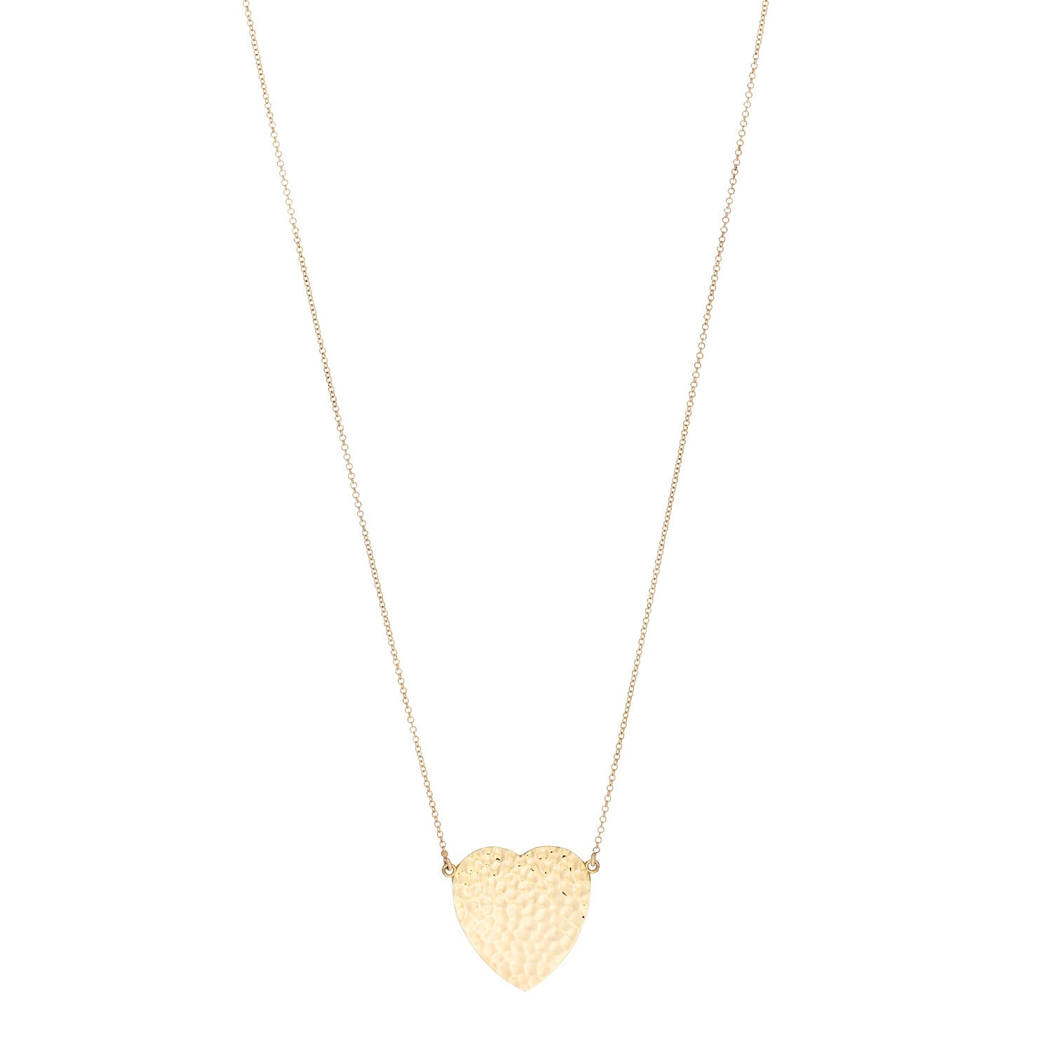 Jennifer Meyer 18K Yellow Gold Hammered Heart Pendant Necklace 1 of 7