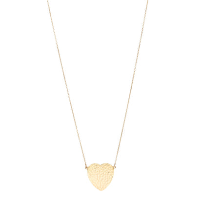 Jennifer Meyer 18K Yellow Gold Hammered Heart Pendant Necklace 1 of 7