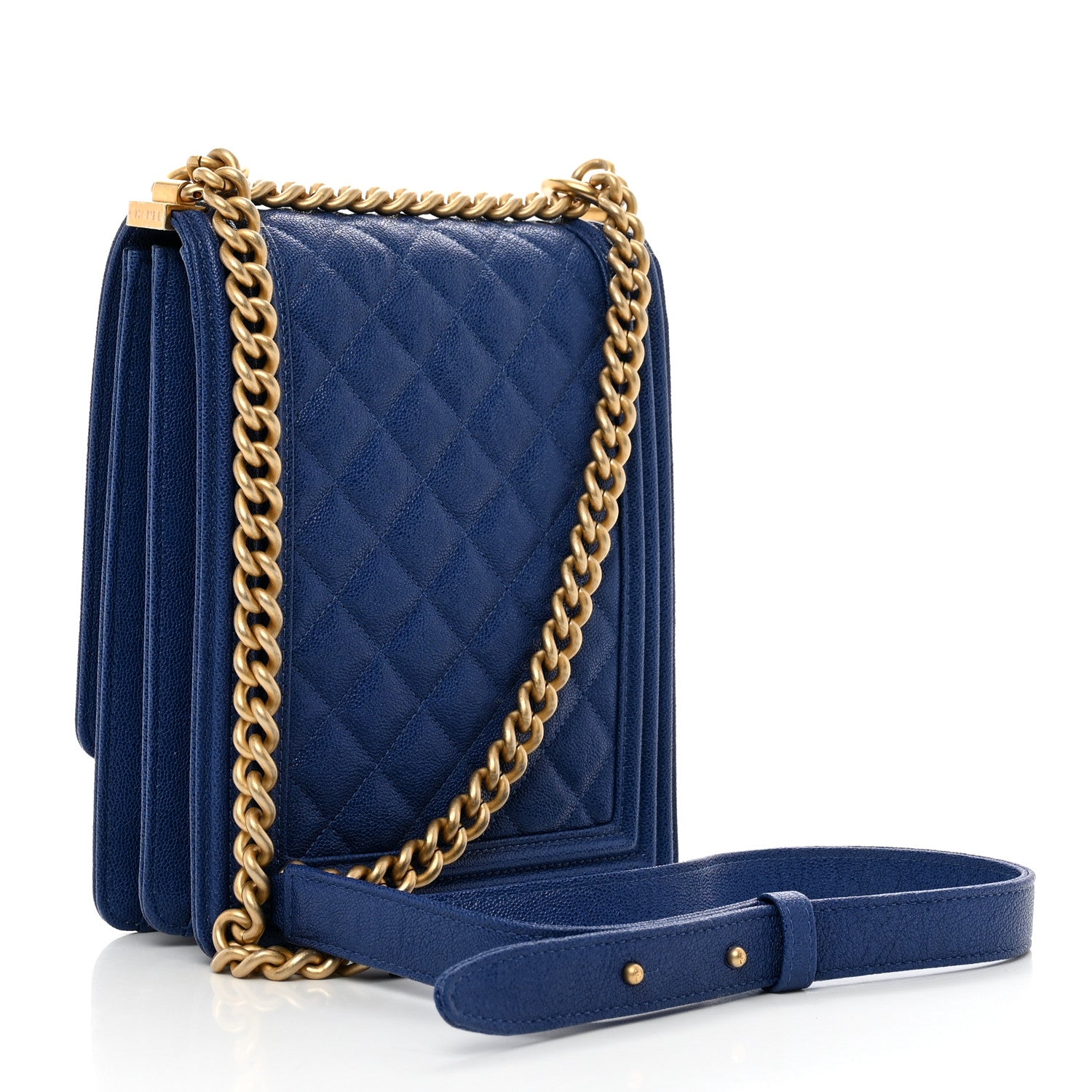 Chanel Caviar Quilted North South Boy Flap Blue 3 of 10