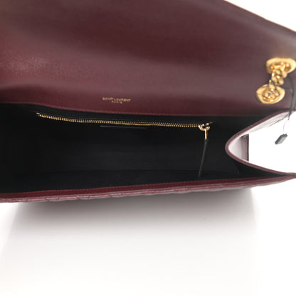 Saint Laurent Grain De Poudre Mixed Matelasse Large Triquilt Monogram Satchel Rouge Legion 5 of 10
