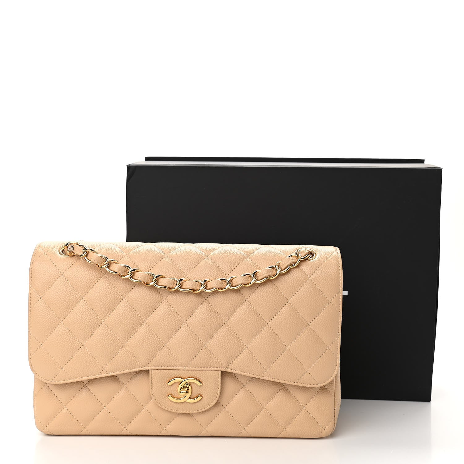 Chanel Caviar Quilted Jumbo Double Flap Light Beige 11 of 11