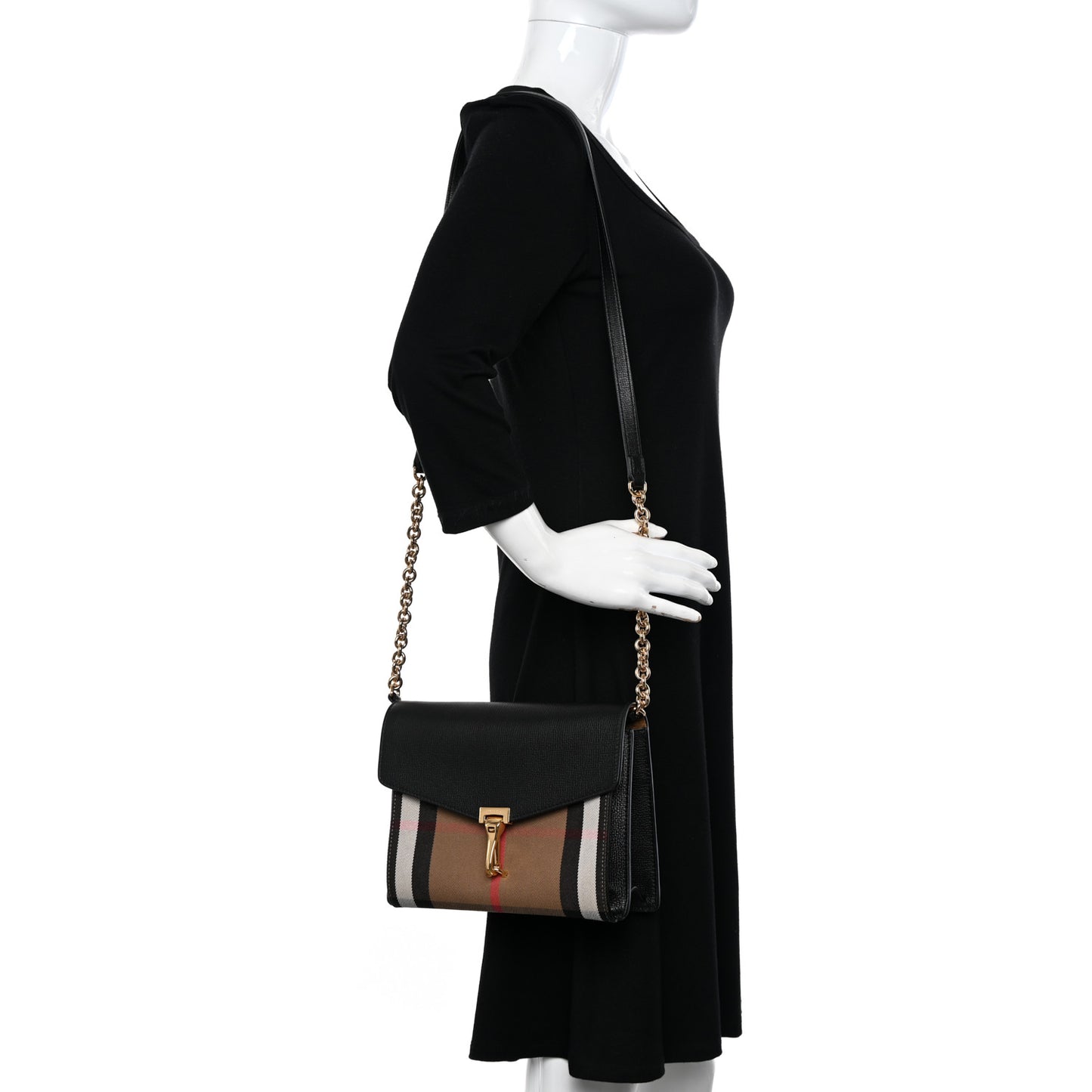 Derby Calfskin House Check Small Macken Crossbody Bag Black