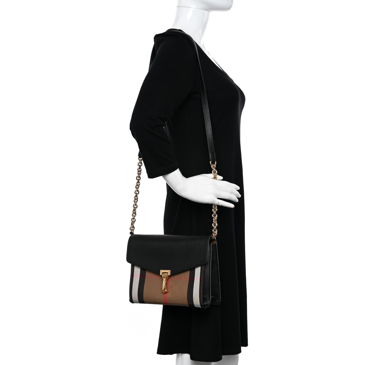 Burberry Derby Calfskin House Check Small Macken Crossbody Bag Black 2 of 9