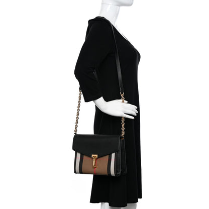 Burberry Derby Calfskin House Check Small Macken Crossbody Bag Black 2 of 9