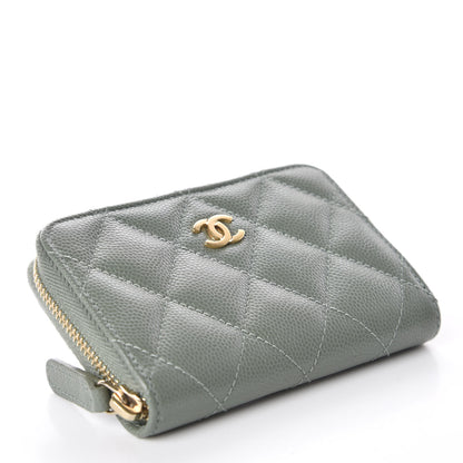 Chanel Iridescent Caviar Quilted Zip Coin Purse Green 4 of 10