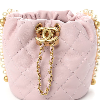 Chanel Calfskin Quilted Pearl Mini About Pearls Drawstring Bucket Light Pink 10 of 11