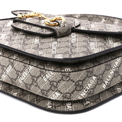 Gucci X BALENCIAGA GG Supreme Monogram Logo Print Horsebit 1955 Shoulder Bag Beige Ebony 11 of 11