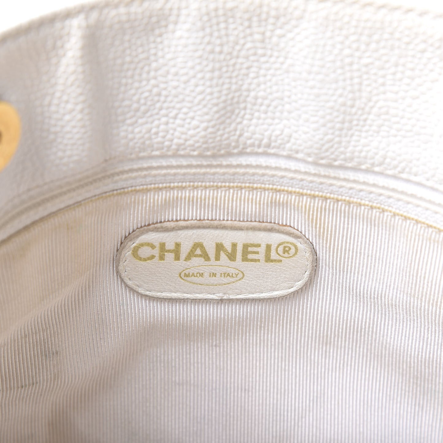 Caviar Flap Shoulder Bag White