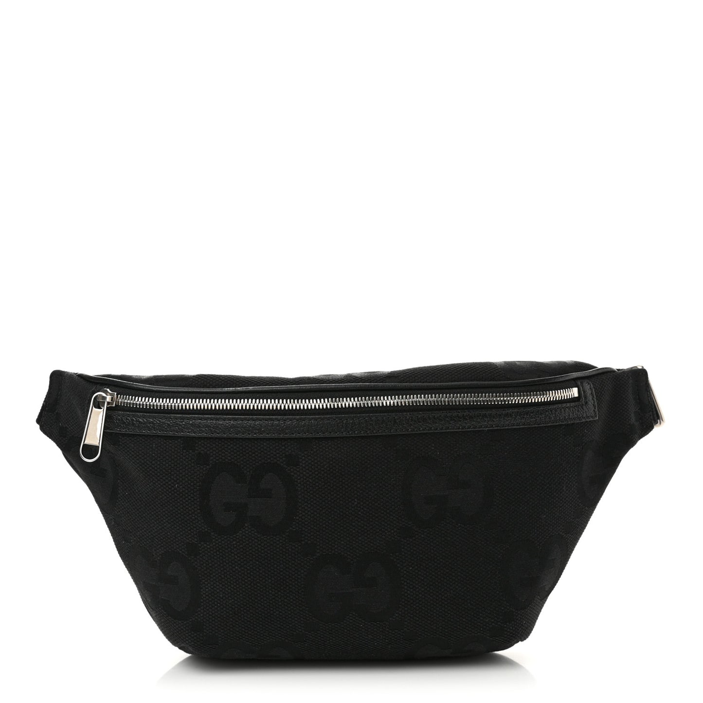 Monogram Jumbo GG Textured Dollar Calfskin Web Belt Bag Black