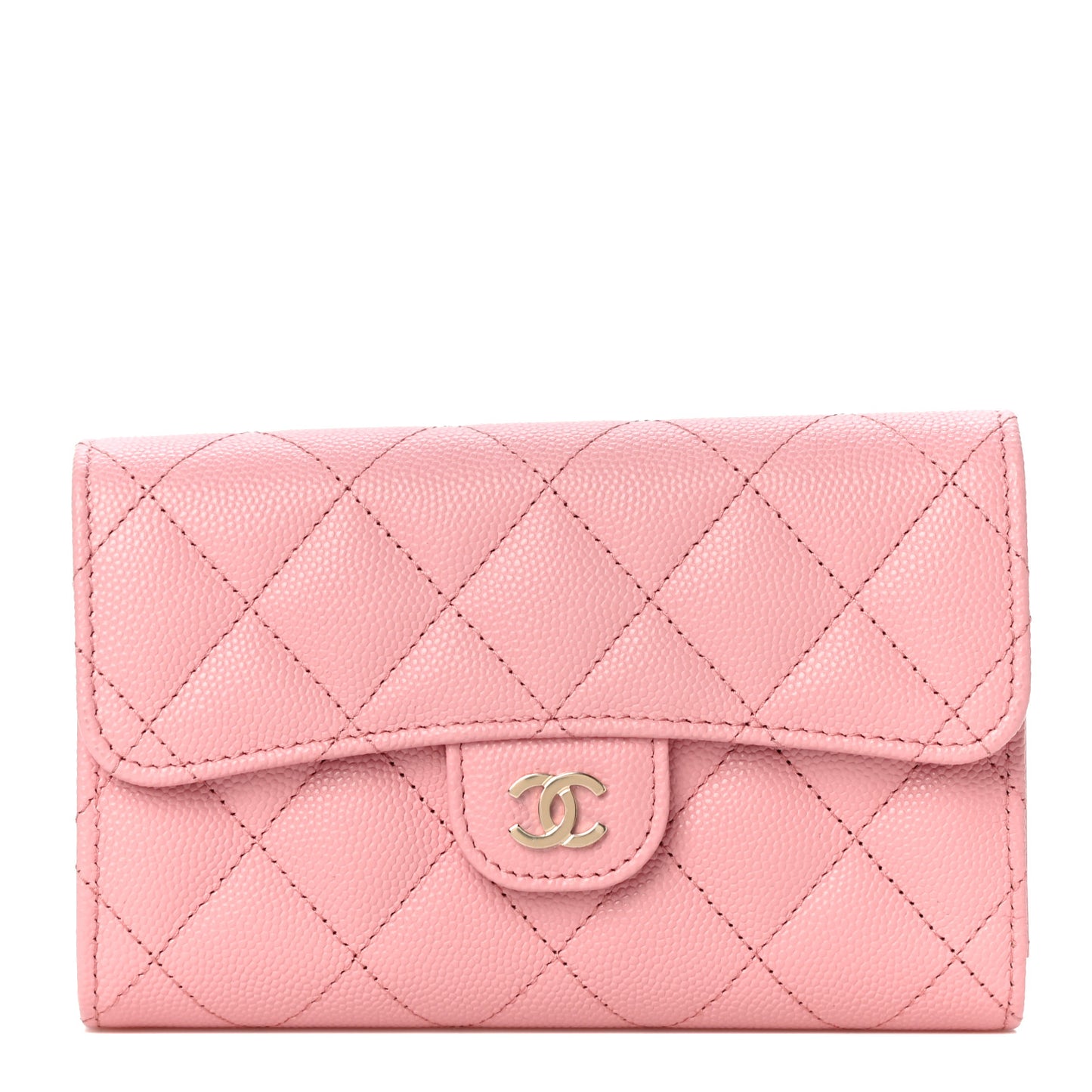 Caviar Quilted Medium Flap Wallet Pink