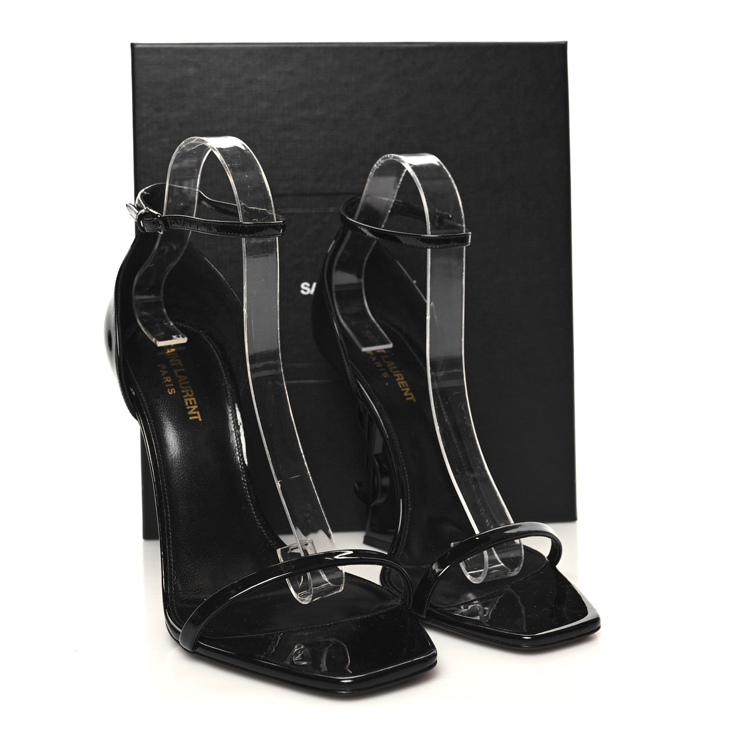 Saint Laurent Patent Calfskin Opyum 110 Sandals 41 Black 9 of 9
