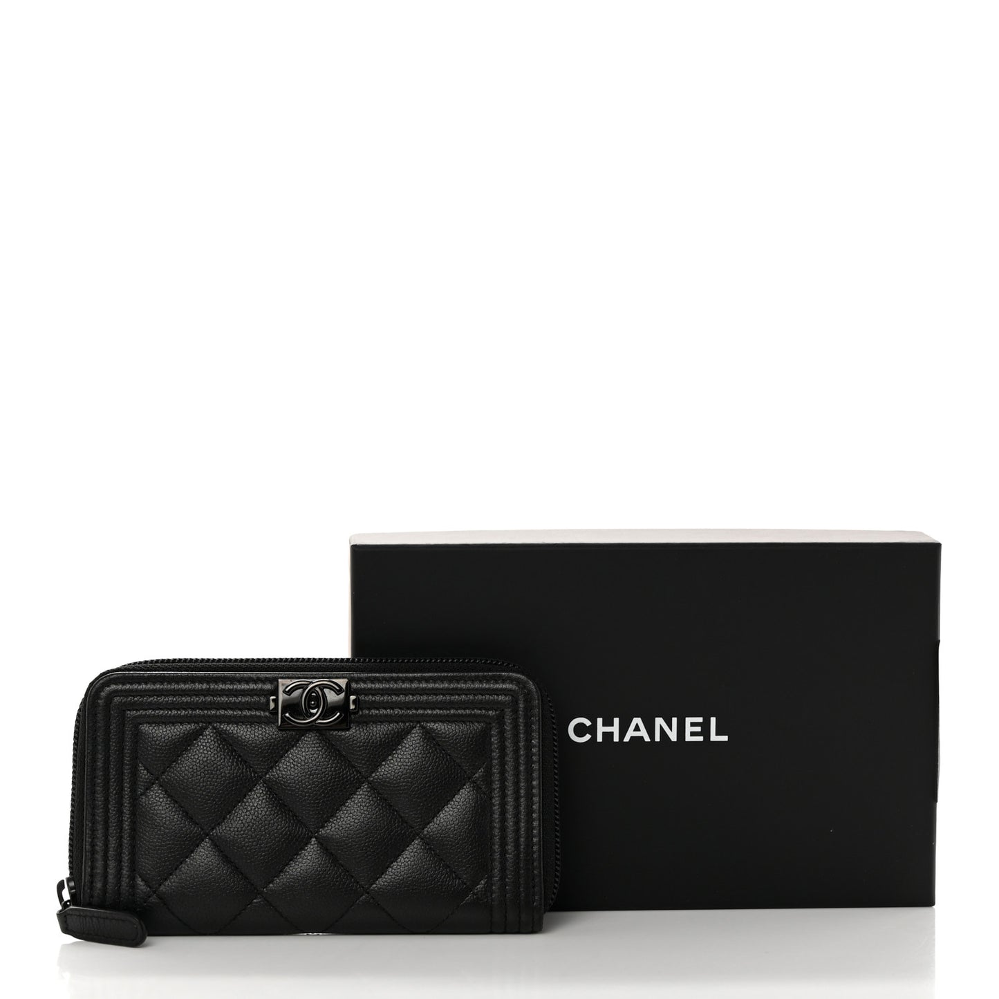 Caviar Quilted Small Boy Zip Around Wallet So Black
