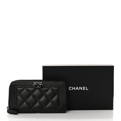 Chanel Caviar Quilted Small Boy Zip Around Wallet So Black 10 of 10