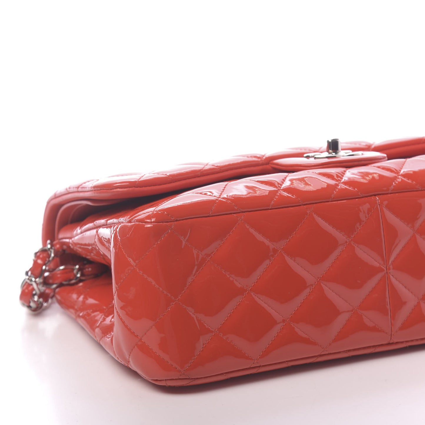 Patent Quilted Jumbo Double Flap Red