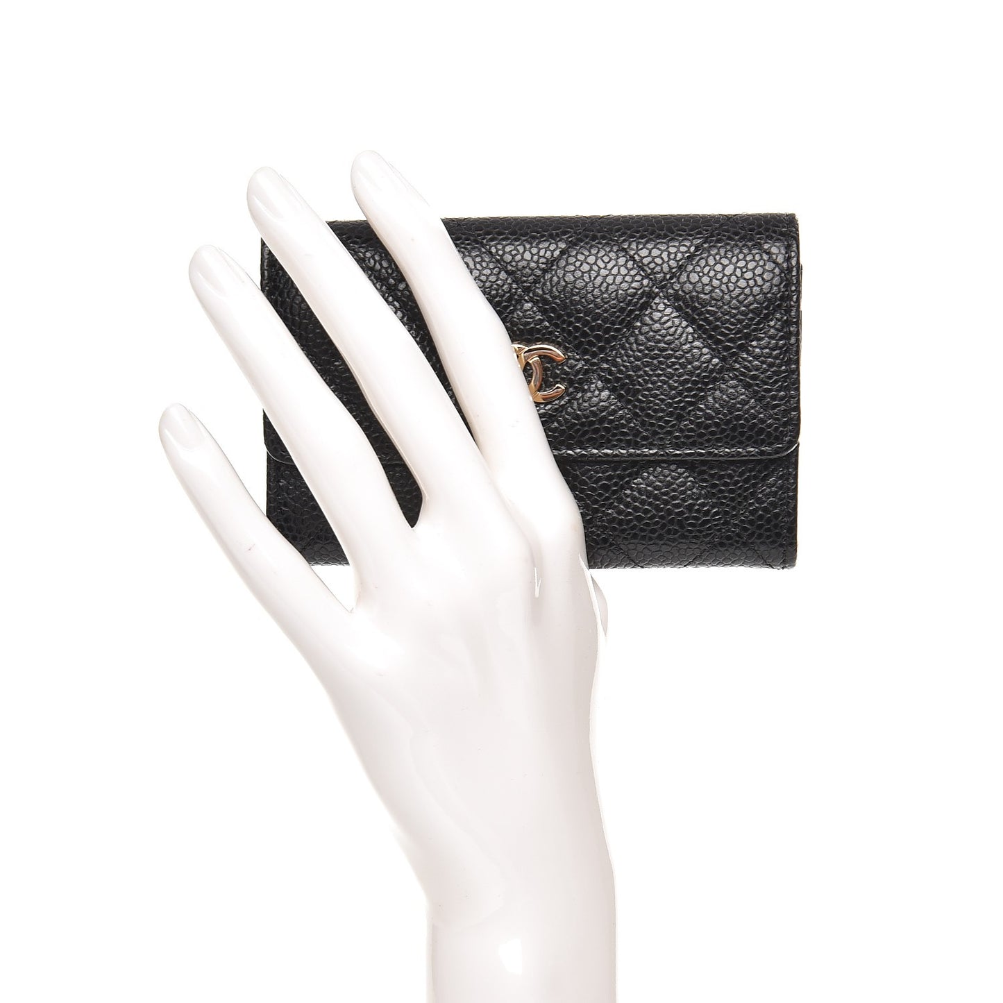 Caviar Quilted Flap Card Holder Black