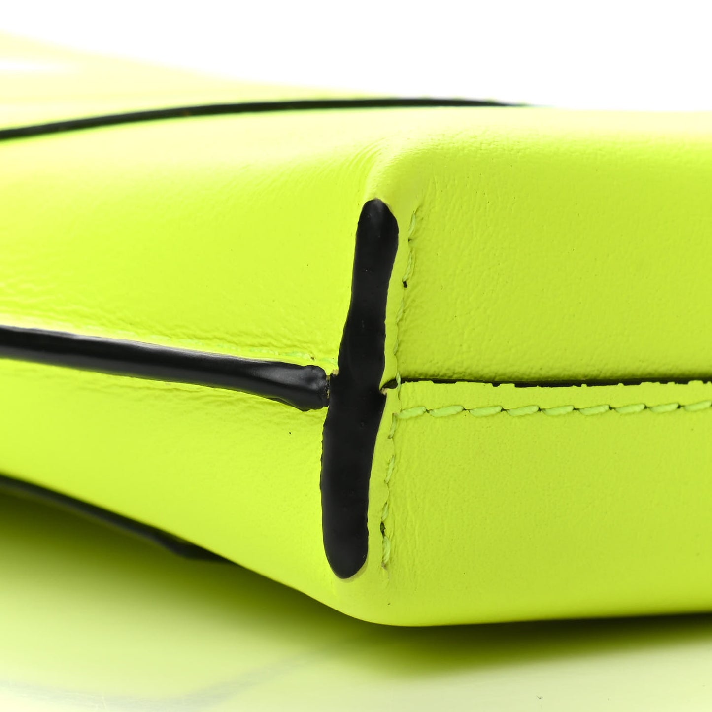 Smooth Calfskin Smiley Face Gate Pocket Neon Yellow